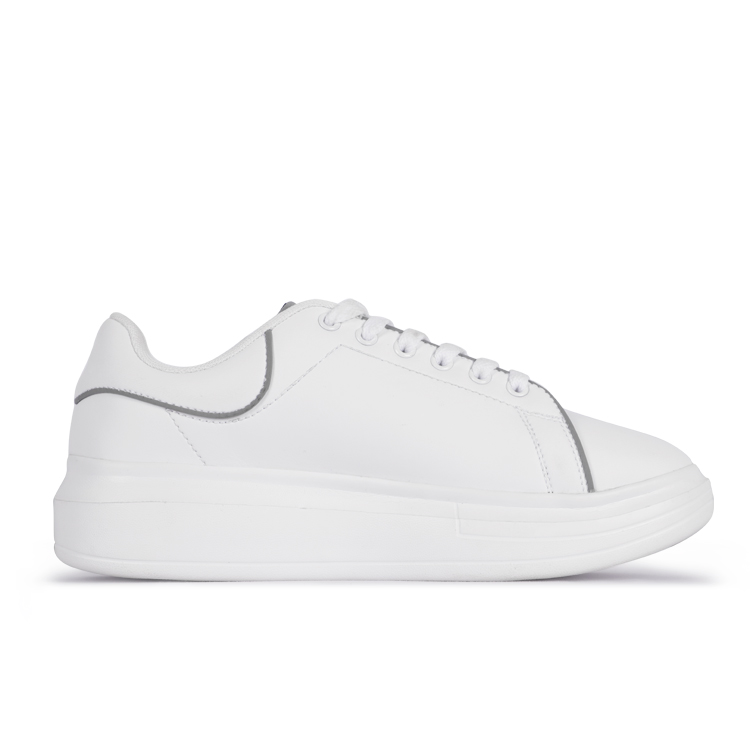 Wholesale OEM Casual Women Sneakers Supplier – JIANER Wholesale Quality Custom Logo Cheap Women Men Zapatos Leather White Flat Casual Shoes Unisex – Jianer detail pictures