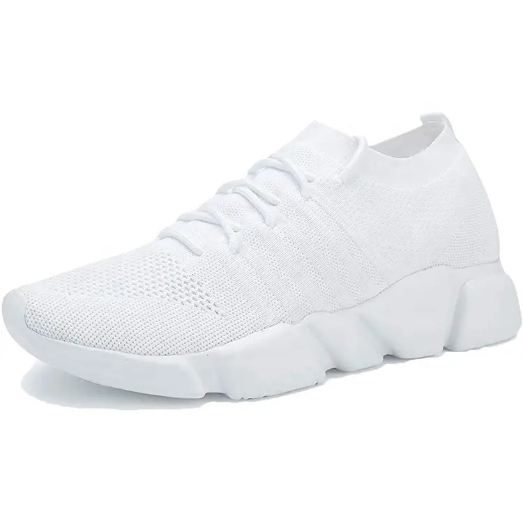 China New Fashion Style Women Lace-up Sneakers Knitted Fabric Lightweight Casual Shoes for Men